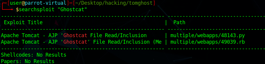 searchsploit output