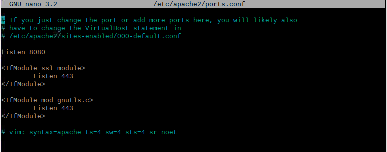 Apache port config file